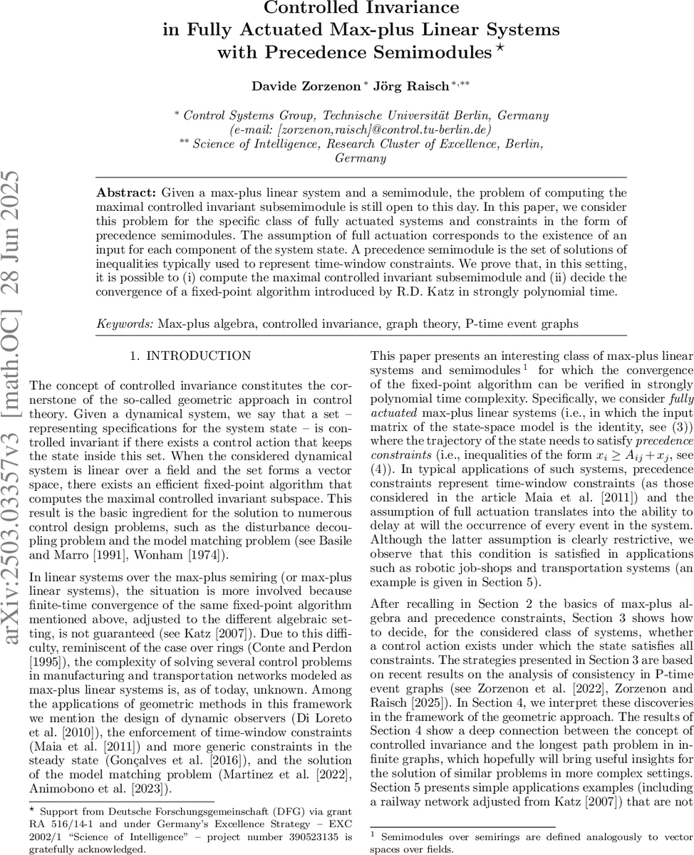 완전 구동 맥스플러스 시스템의 제어 불변성 및 선행 세미모듈 분석