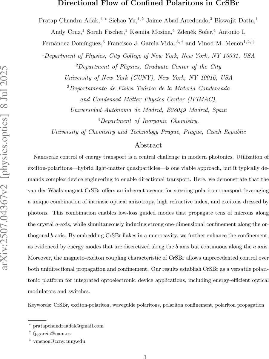 크리스브르에서 방향성으로 흐르는 고정 폴라리톤