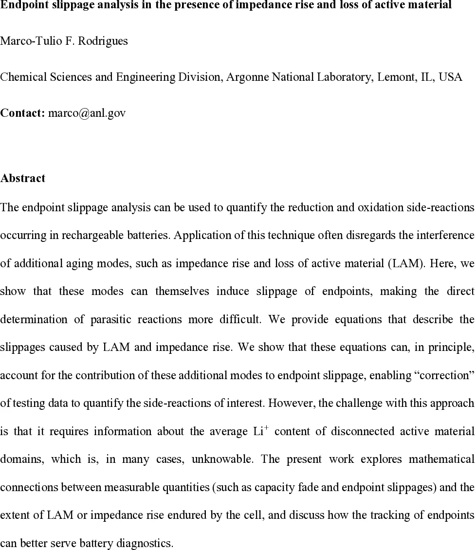 임피던스 상승과 활성 물질 손실이 엔드포인트 슬리피지에 미치는 영향