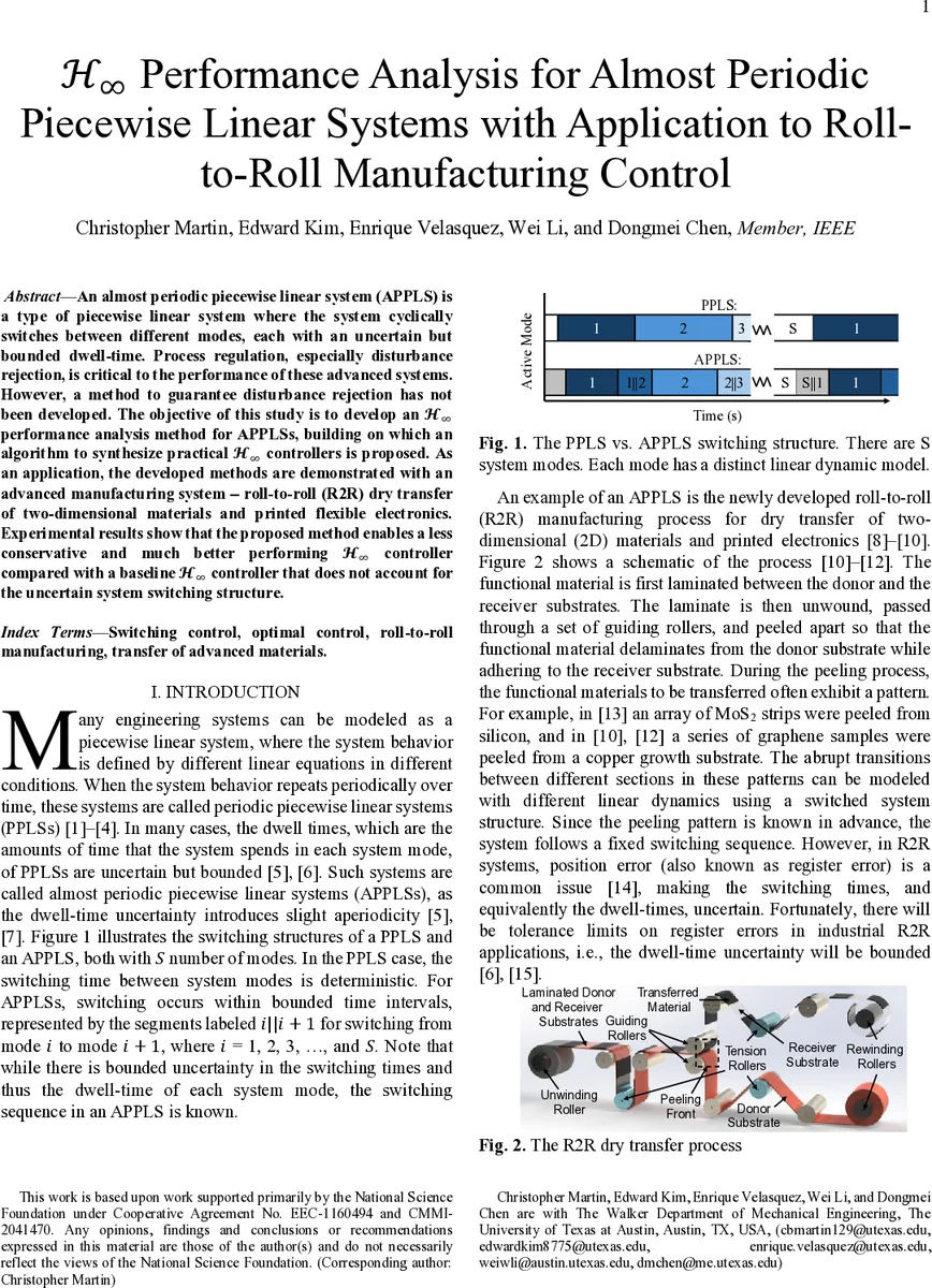주기적 전환 시스템의 H∞ 성능 분석 및 롤투롤 제조 제어 적용