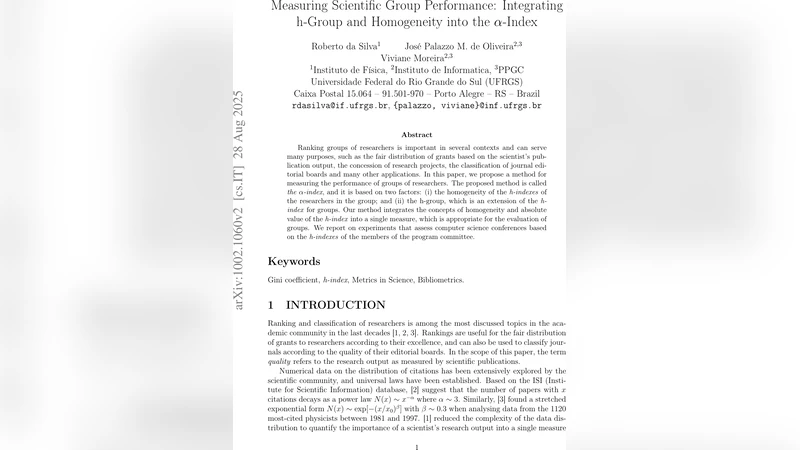 알파 지수로 과학 그룹 성과 측정