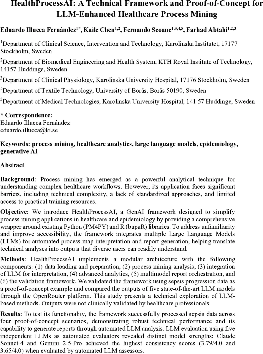 헬스프로세스AI: 의료 프로세스 마이닝을 위한 LLM 기반 통합 프레임워크