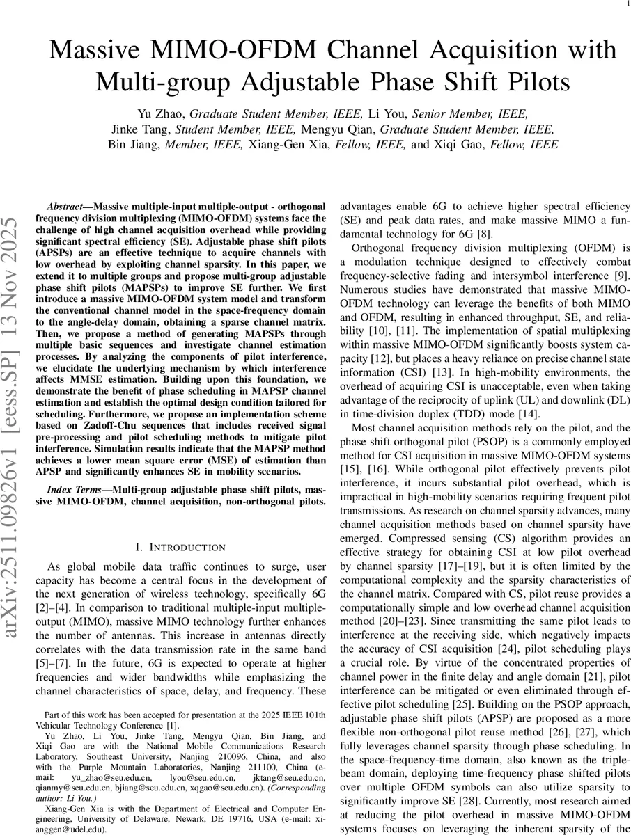 다중그룹 가변 위상 파일럿을 이용한 대규모 MIMO‑OFDM 채널 획득