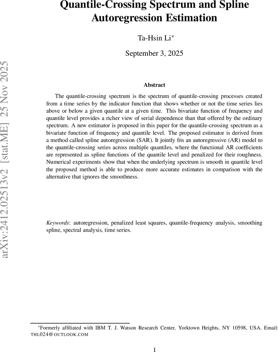 양자수준 스펙트럼의 스플라인 자기회귀 추정법