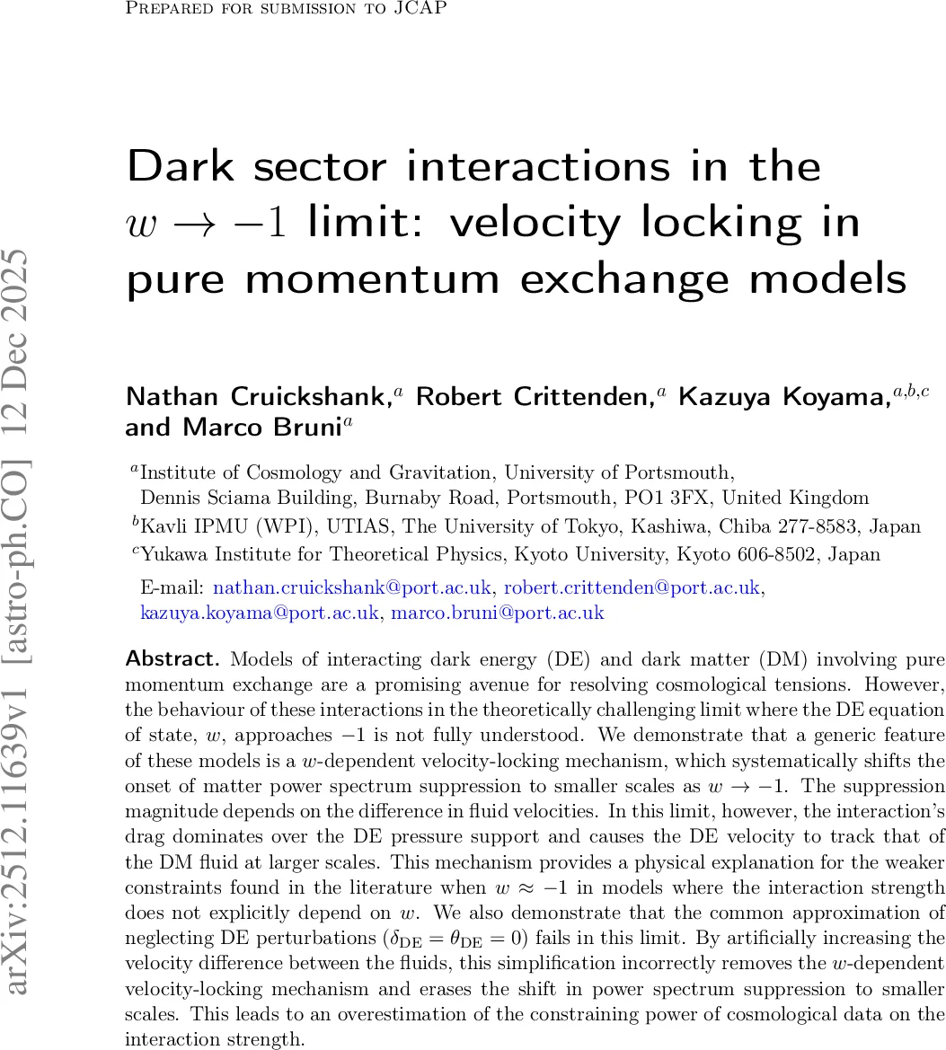 암흑 에너지와 암흑 물질의 숨겨진 상호작용 속도 잠금 현상 규명