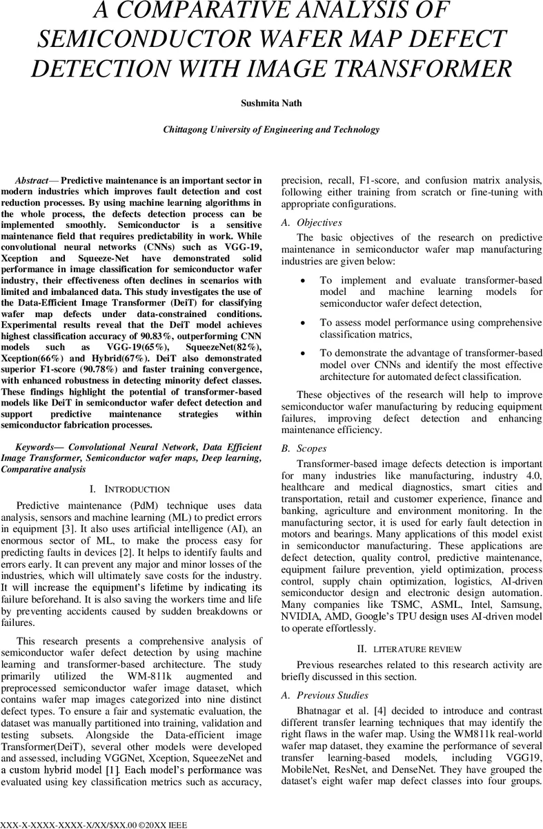 반도체 웨이퍼 결함 탐지를 위한 데이터 효율 이미지 트랜스포머 비교 연구