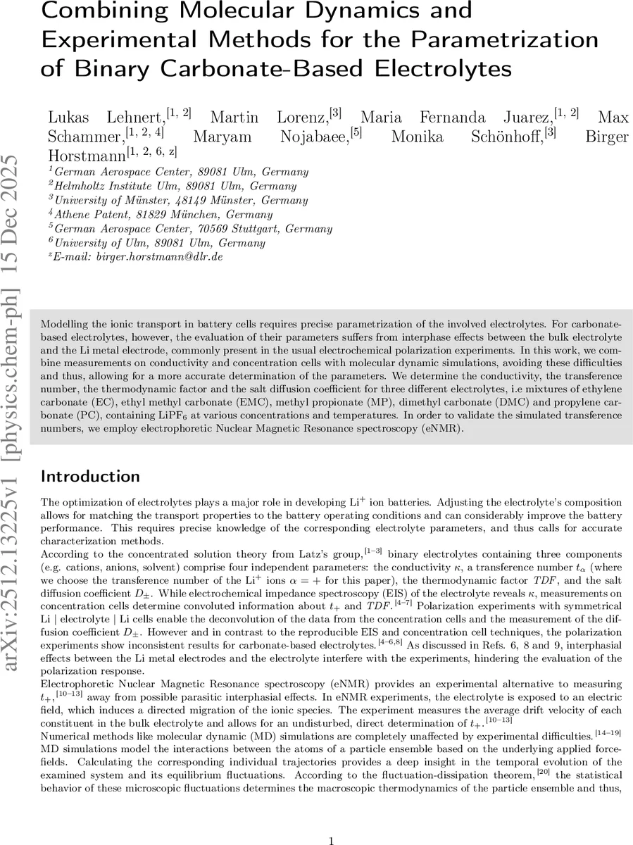 분자 동역학과 실험을 융합한 배터리 전해질 정밀 파라미터화