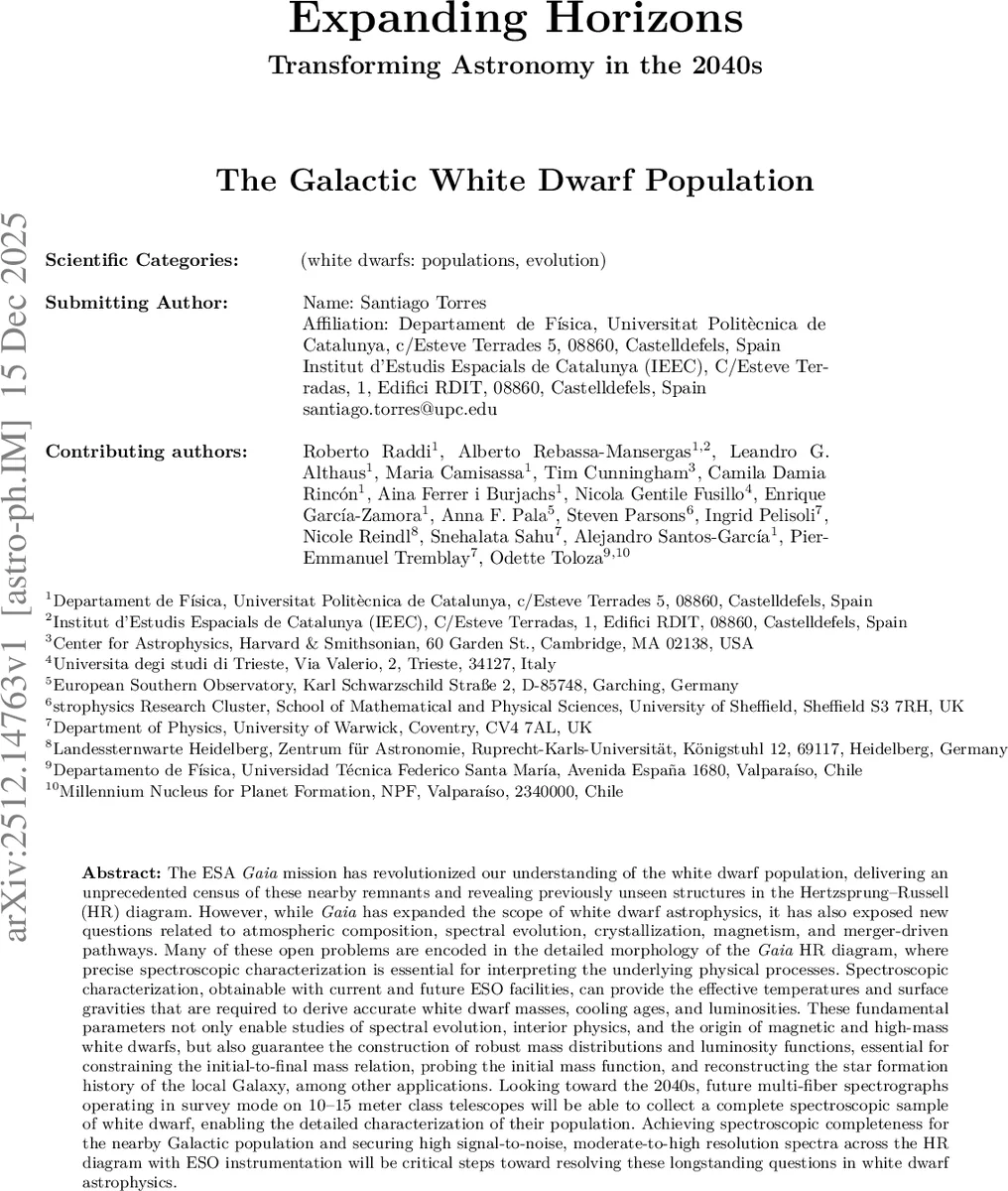 가이아 백색왜성 인구와 2040년대 ESO 분광 조사 로드맵