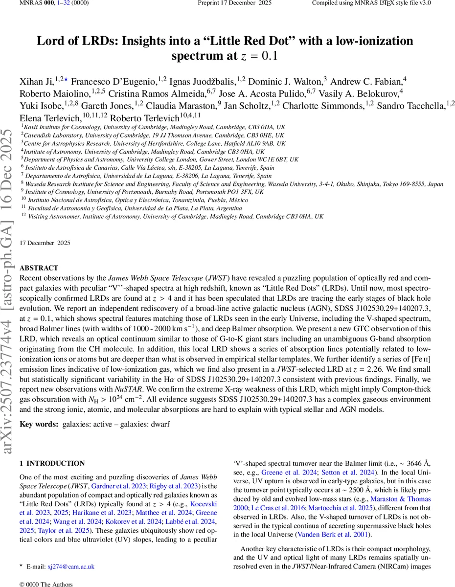 작은 붉은 점의 비밀: 우주 초기 은하를 닮은 근처 활동성 은하핵