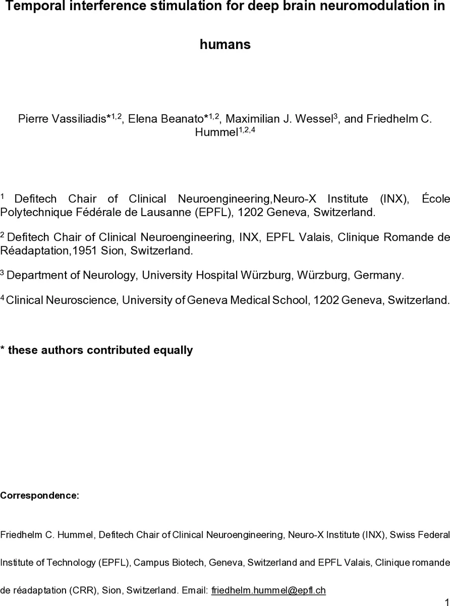뇌 깊은 곳을 비침습적으로 조절하는 새로운 기술, 시간간섭 자극(tTIS)