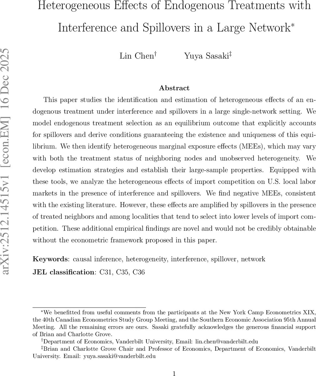 네트워크 내 내생 처리와 간섭 효과의 이질성 분석