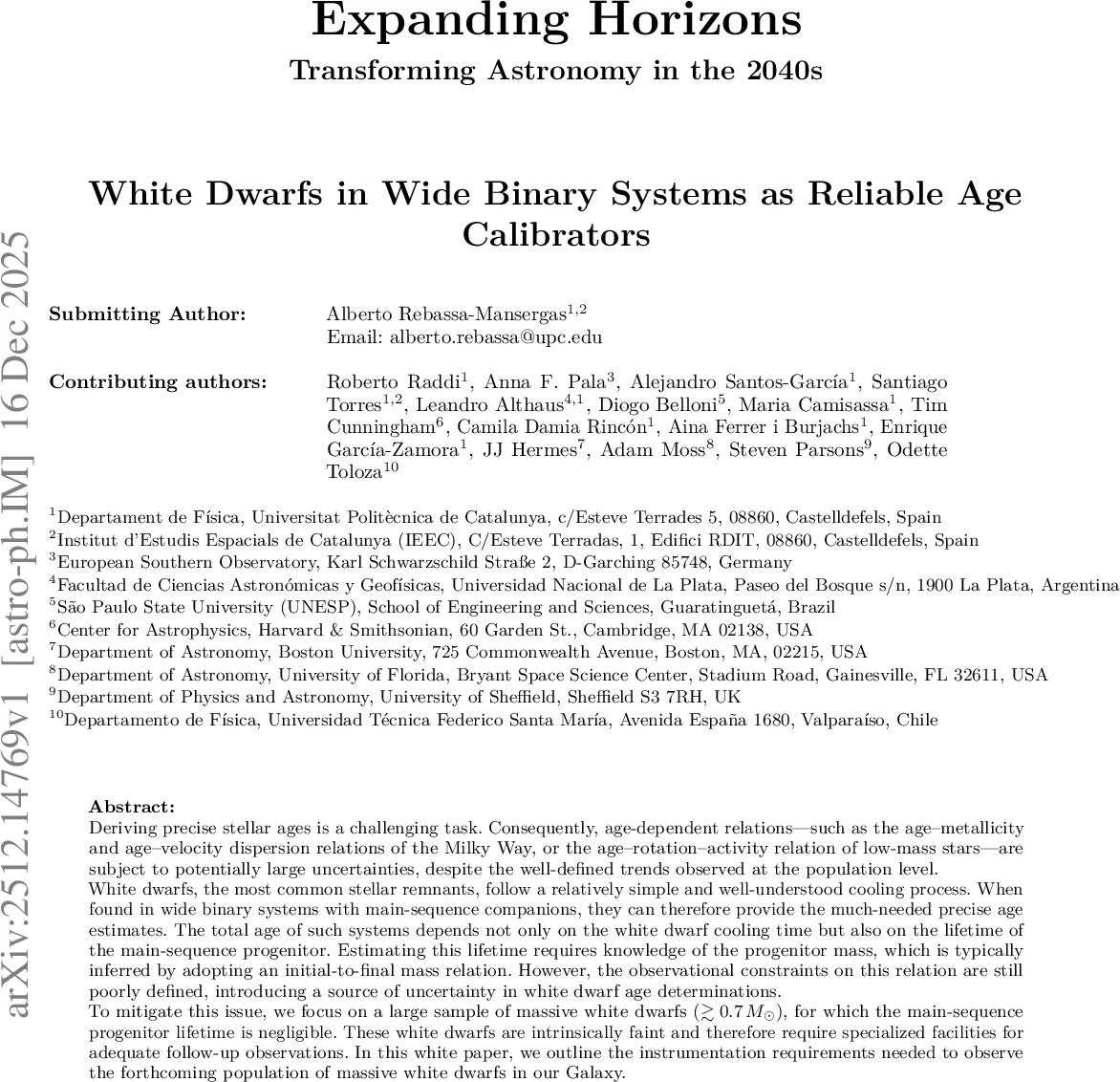 광역 이중성계의 대질량 백색왜성, 은하 연령 측정의 새로운 기준