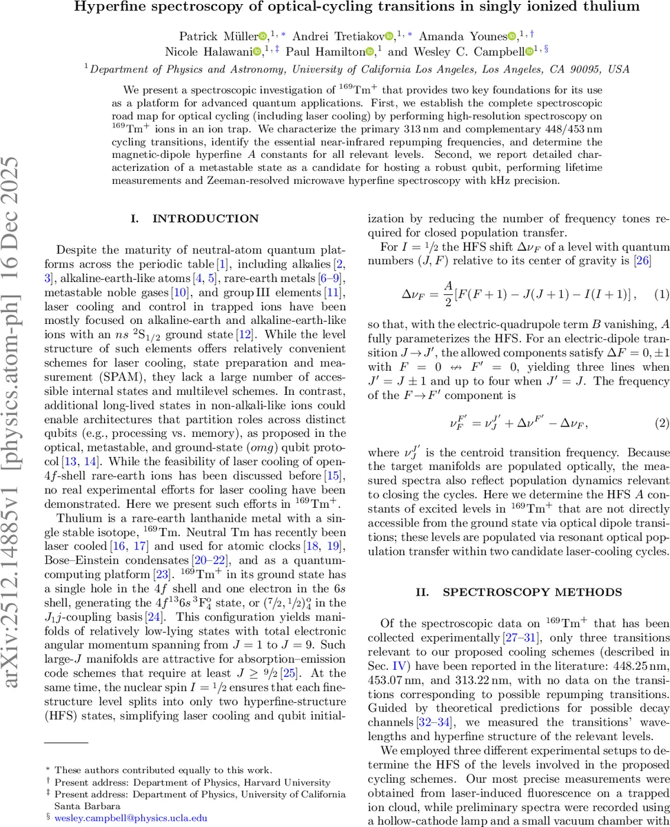 튜륨 이온을 활용한 차세대 양자 컴퓨팅의 기초 확립