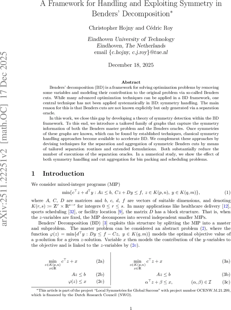 벤더스 분해에서 대칭 처리 및 활용 프레임워크