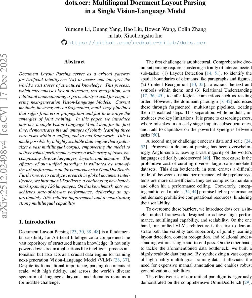 하나의 VLM으로 다국어 문서 레이아웃 파싱 혁신