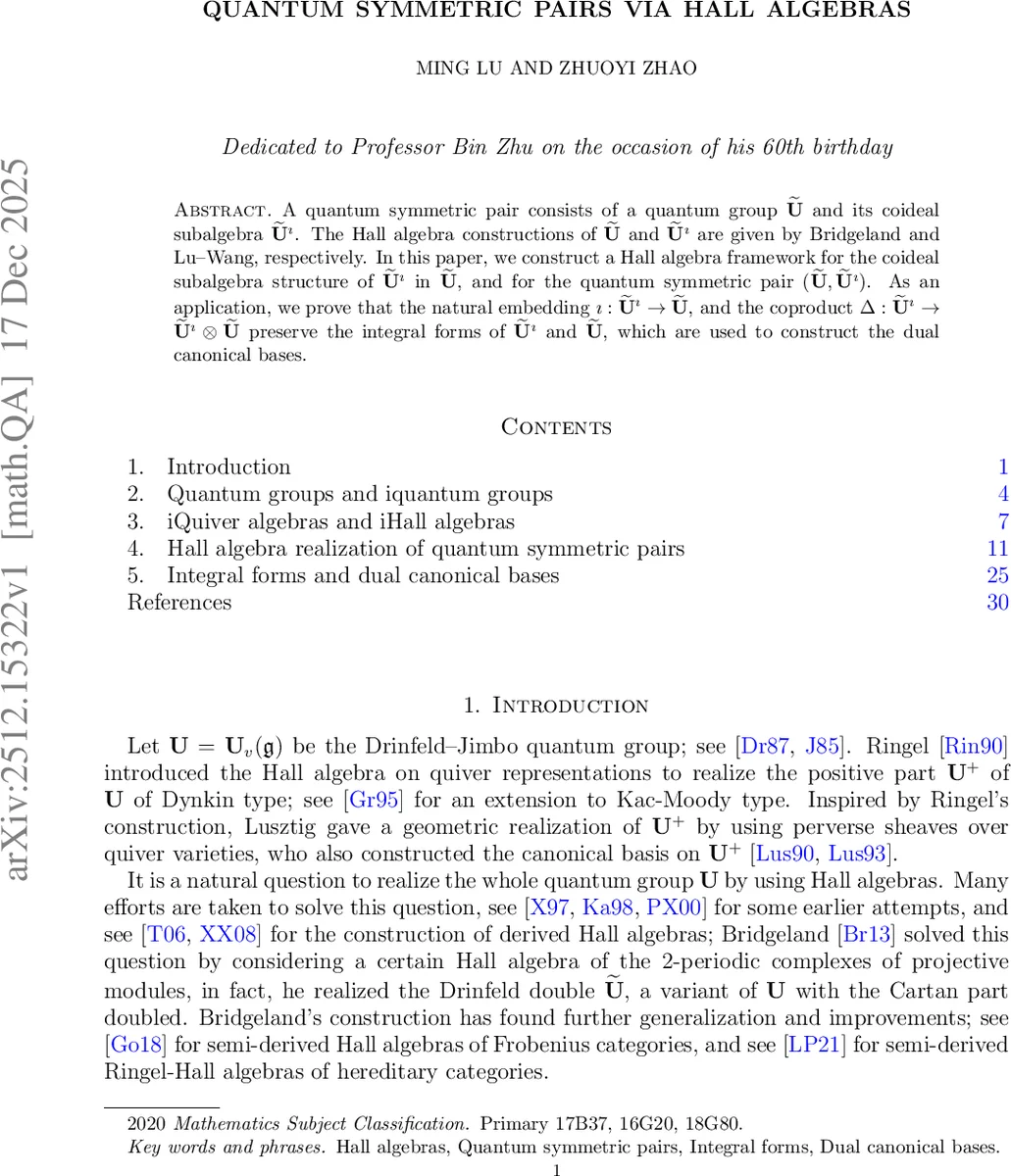 Hall 대수를 통한 양자 대칭 쌍의 구조적 통합과 정준 기저의 증명