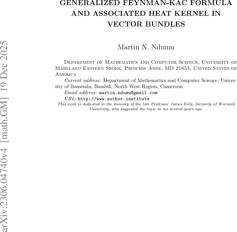 벡터 번들 위의 일반화된 파인만‑카츠 공식과 열핵심 커널 전개