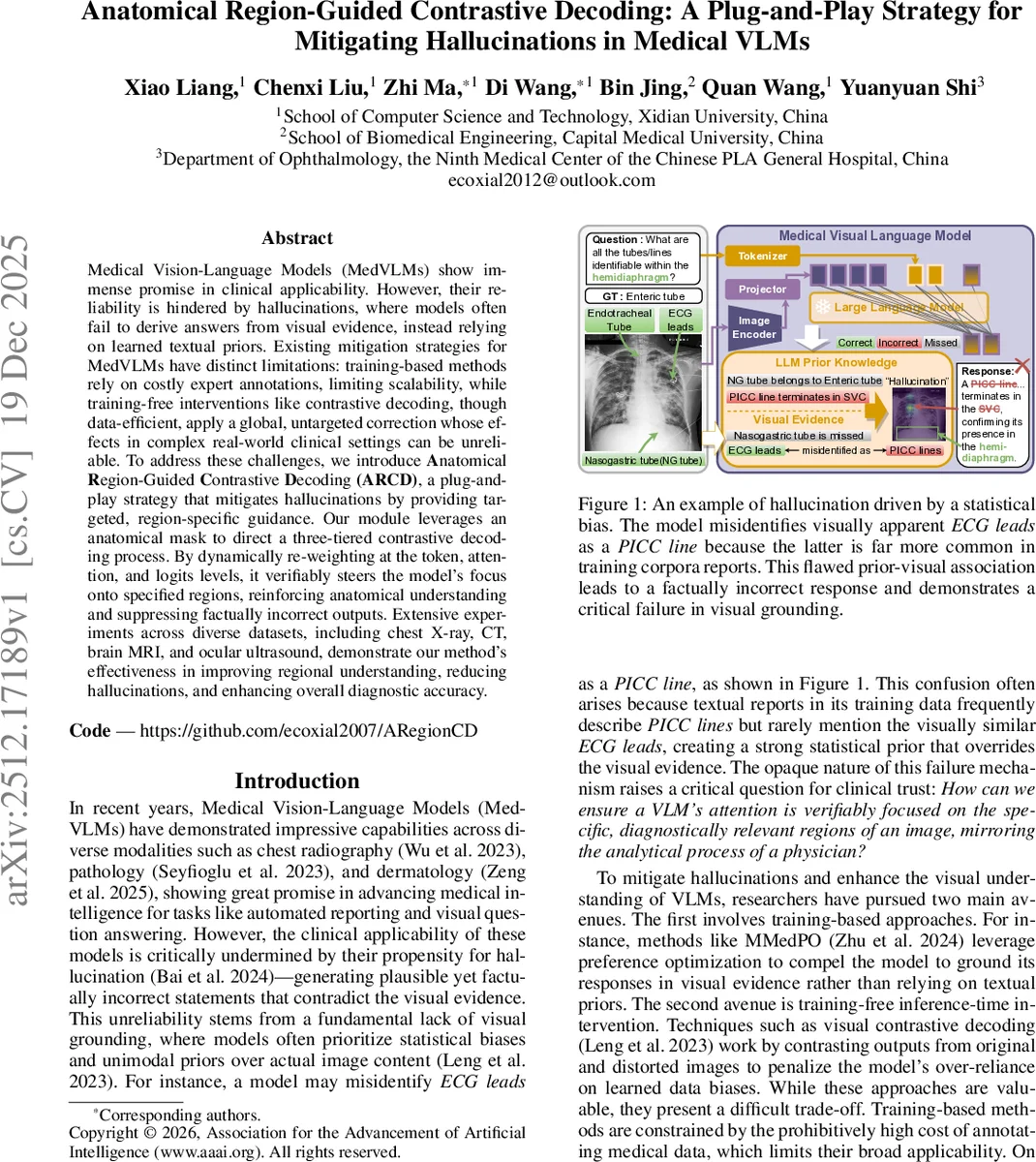 해부학 영역 기반 대비 디코딩으로 의료 VLM의 환각 억제