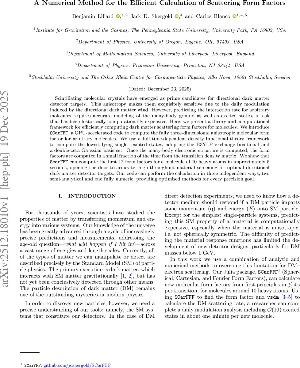 분자 스캐터링 폼팩터 고속 계산을 위한 GPU 가속 프레임워크 SCarFFF