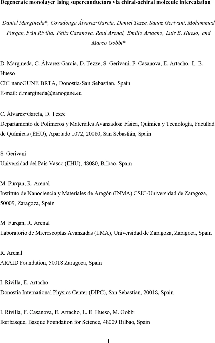 분자 삽입으로 구현한 단층 이징 초전도체