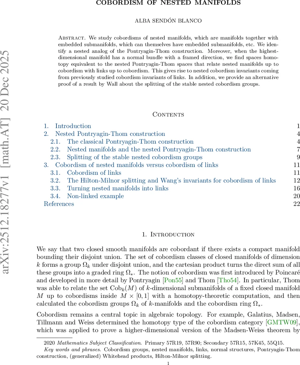 중첩 다양체의 코보르디즘과 포낭‑톤 구성