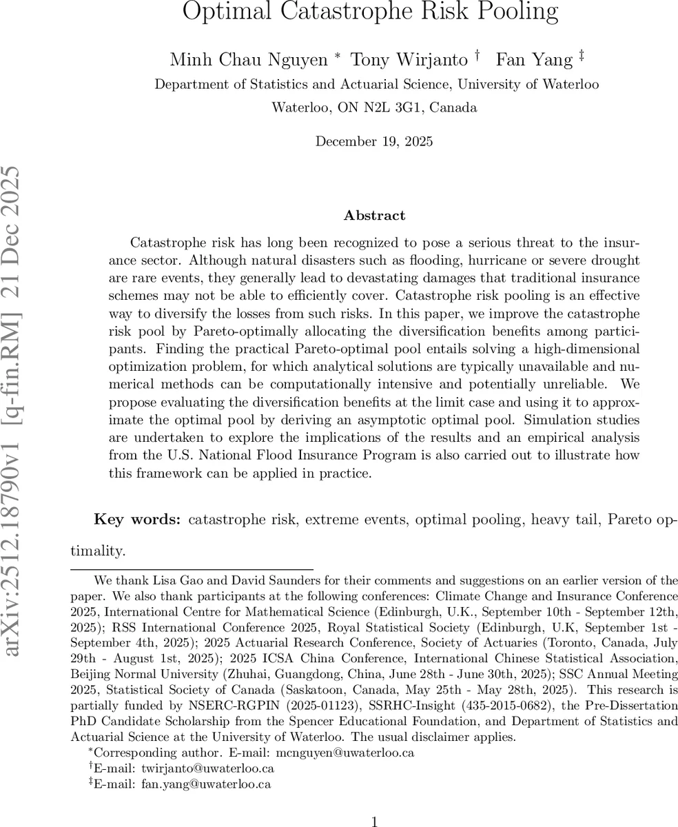 최적 재해 위험 풀링과 파레토 효율성