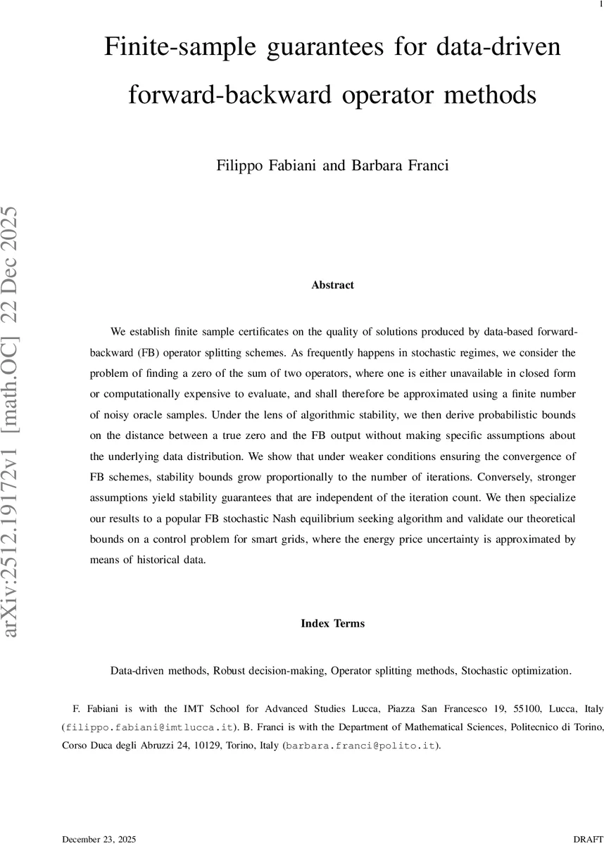 데이터 기반 전방후방 연산자 분할의 유한표본 보증