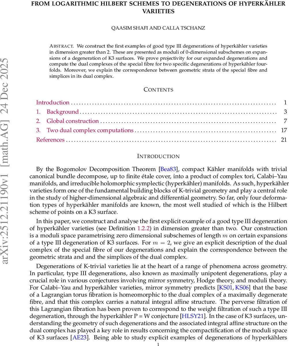 로그 힐베르트 스킴을 이용한 고차원 하이퍼카일러 변이와 그 이중 복합체