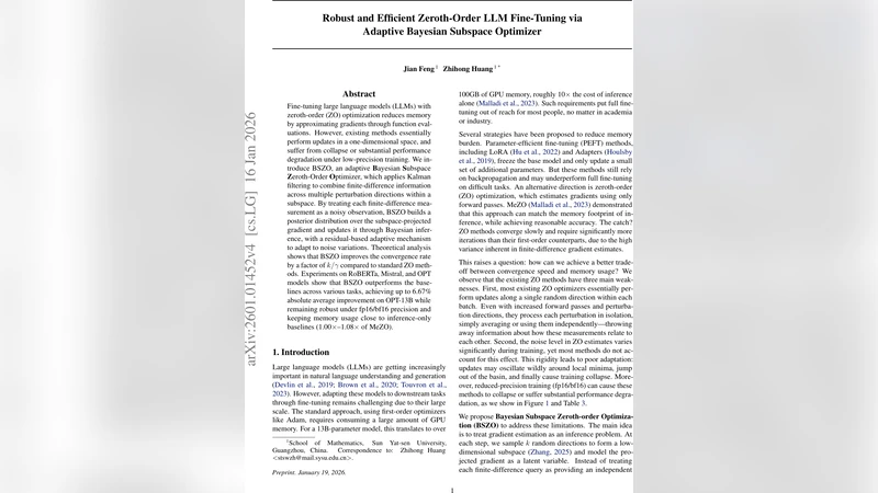 적응형 베이지안 서브스페이스 최적화기로 구현한 견고하고 효율적인 제로오더 LLM 파인튜닝