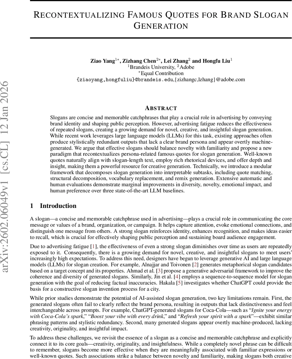 유명명언 재맥락화로 브랜드 슬로건 생성