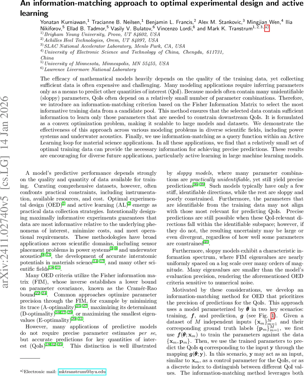 정보 매칭 기반 최적 실험 설계와 능동 학습