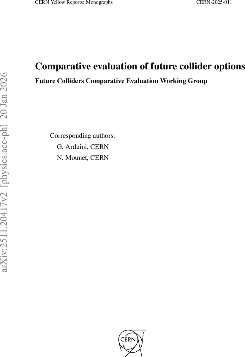 미래 입자충돌기 선택을 위한 종합 비교 분석