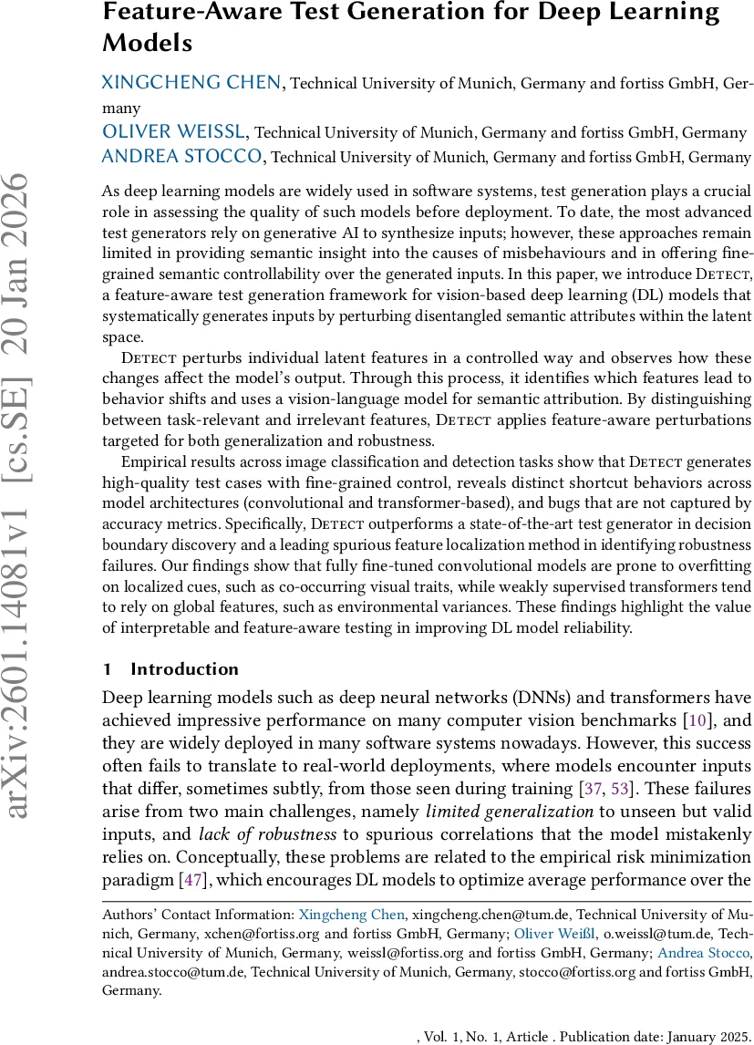 특징 인식 테스트 생성으로 딥러닝 모델 신뢰성 강화
