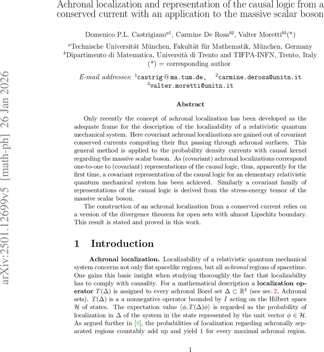 아크로날 로컬라이제이션과 보존 전류로부터 인과 논리의 공변 표현