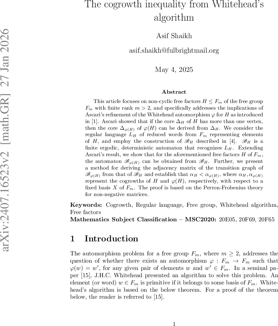 화이트헤드 알고리즘을 통한 코그로스 부등식 연구