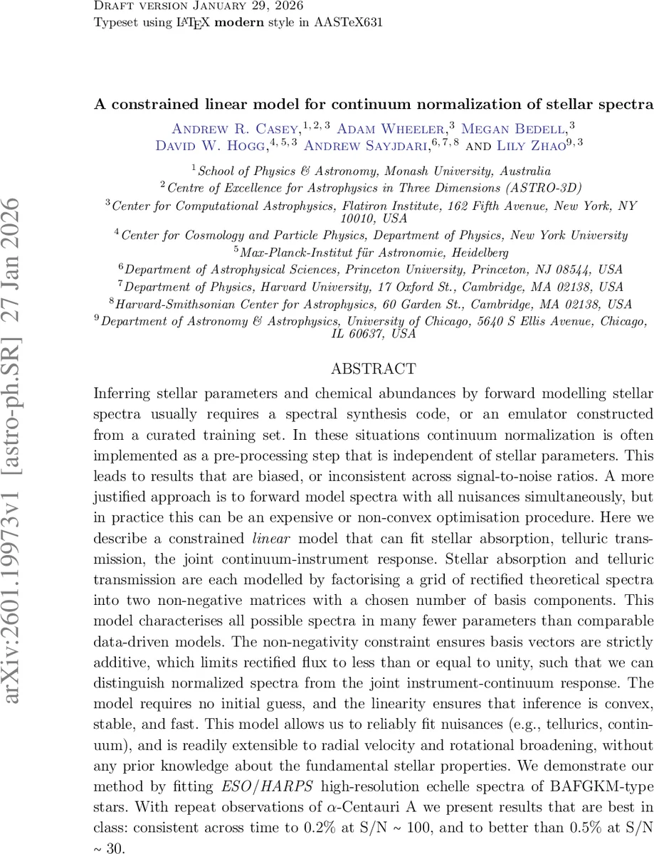 연속선 정규화와 대기 흡수를 동시에 모델링하는 제약 선형 모델