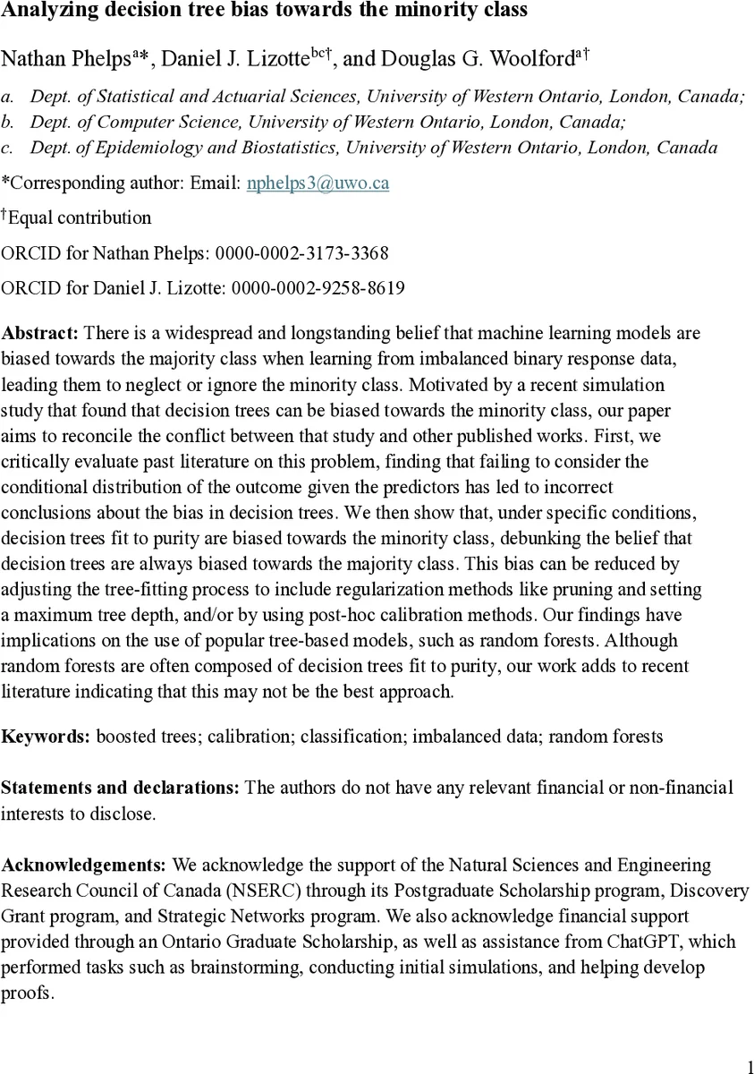 불균형 데이터에서 결정 트리의 소수 클래스 편향 재조명