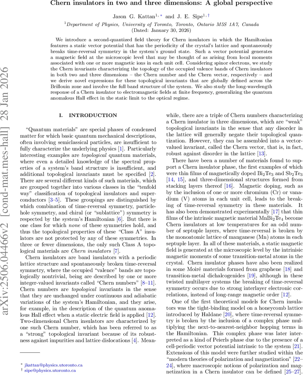 전역적 관점에서 본 2와 3차원 체른 절연체