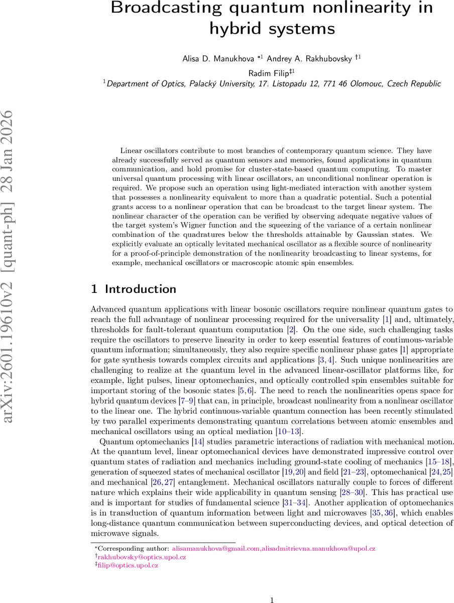 하이브리드 시스템에서 양자 비선형성 전파