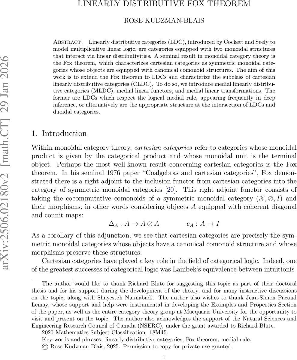 선형분배적 폭스 정리 확장