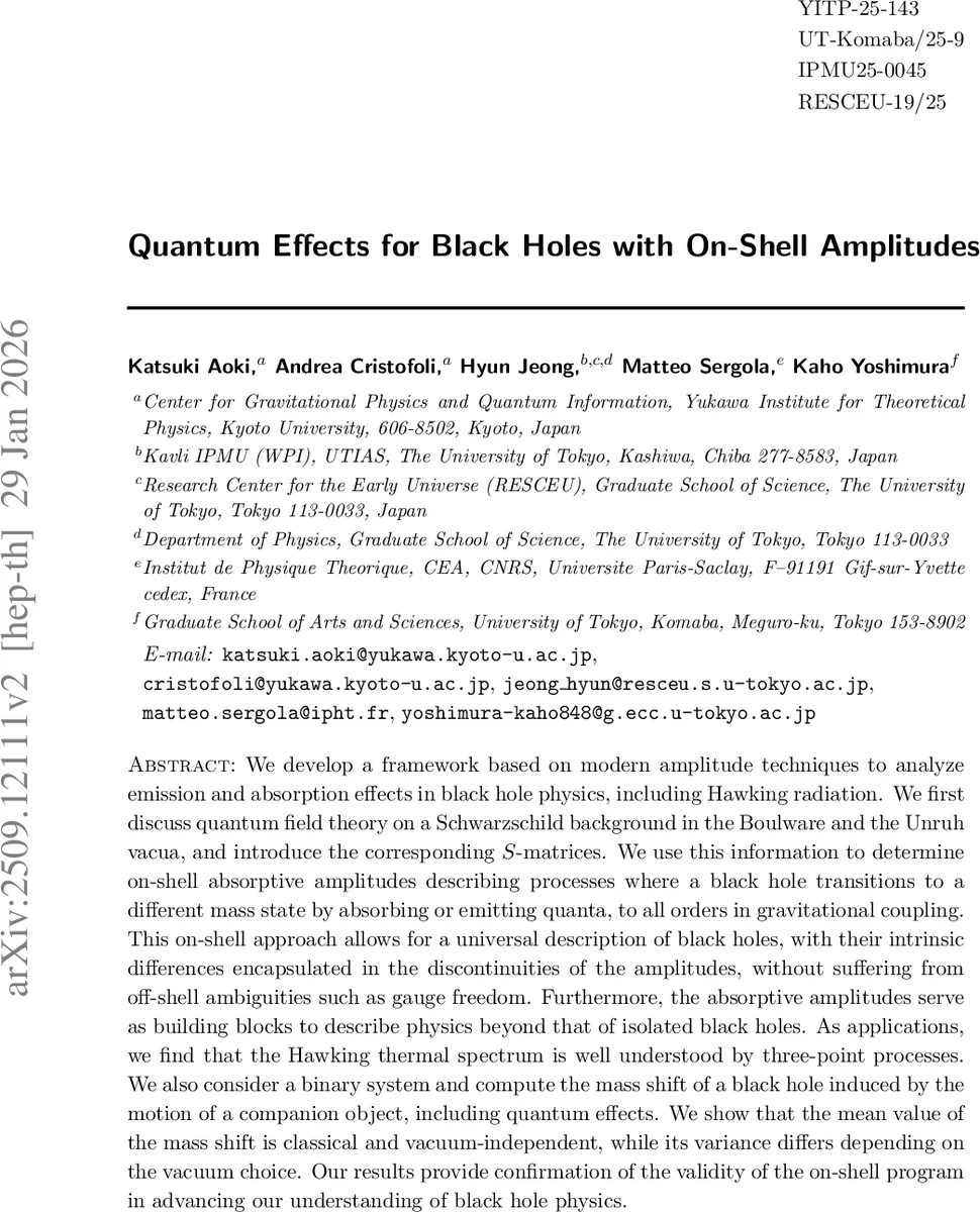 양자 효과를 이용한 블랙홀 온쉘 진폭 연구