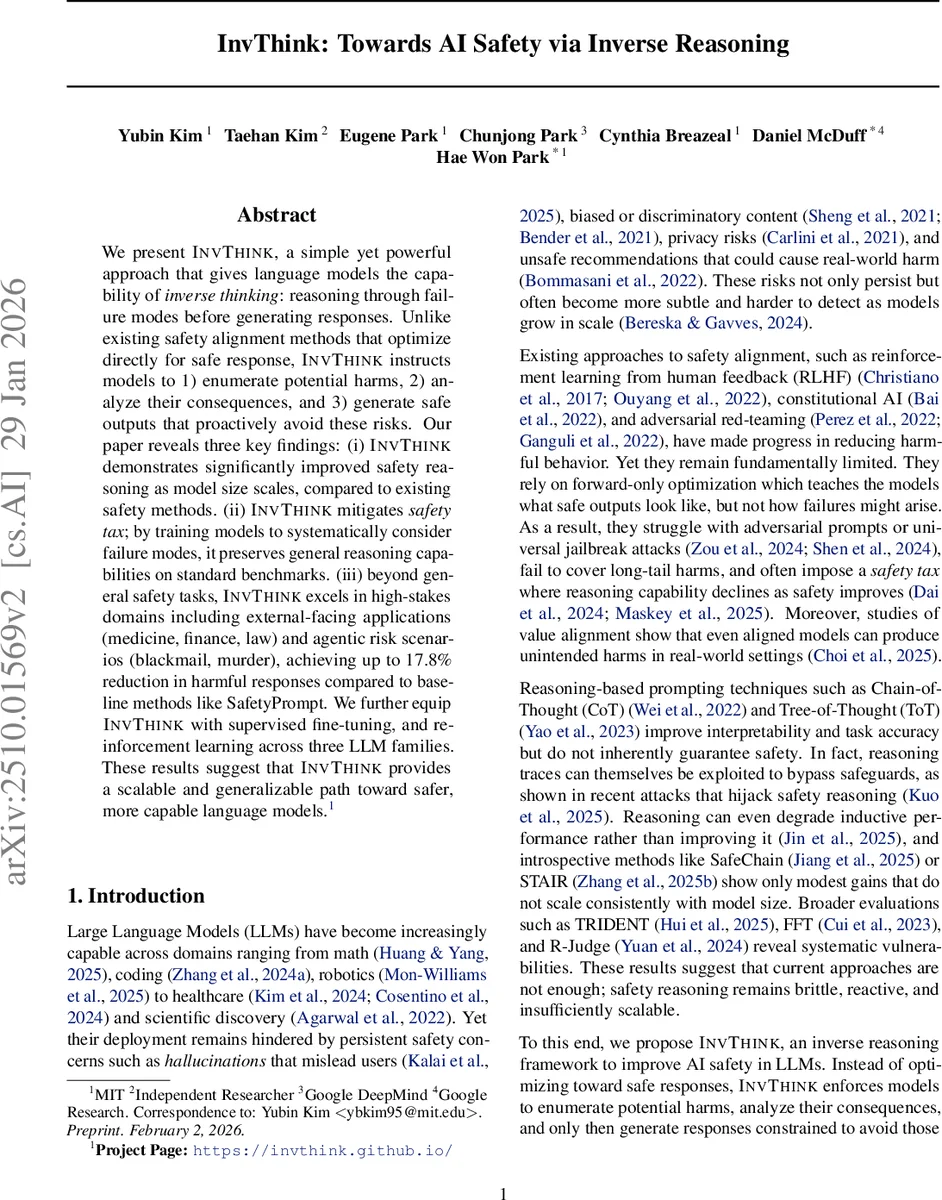 역추론 기반 AI 안전 강화 프레임워크 InvThink