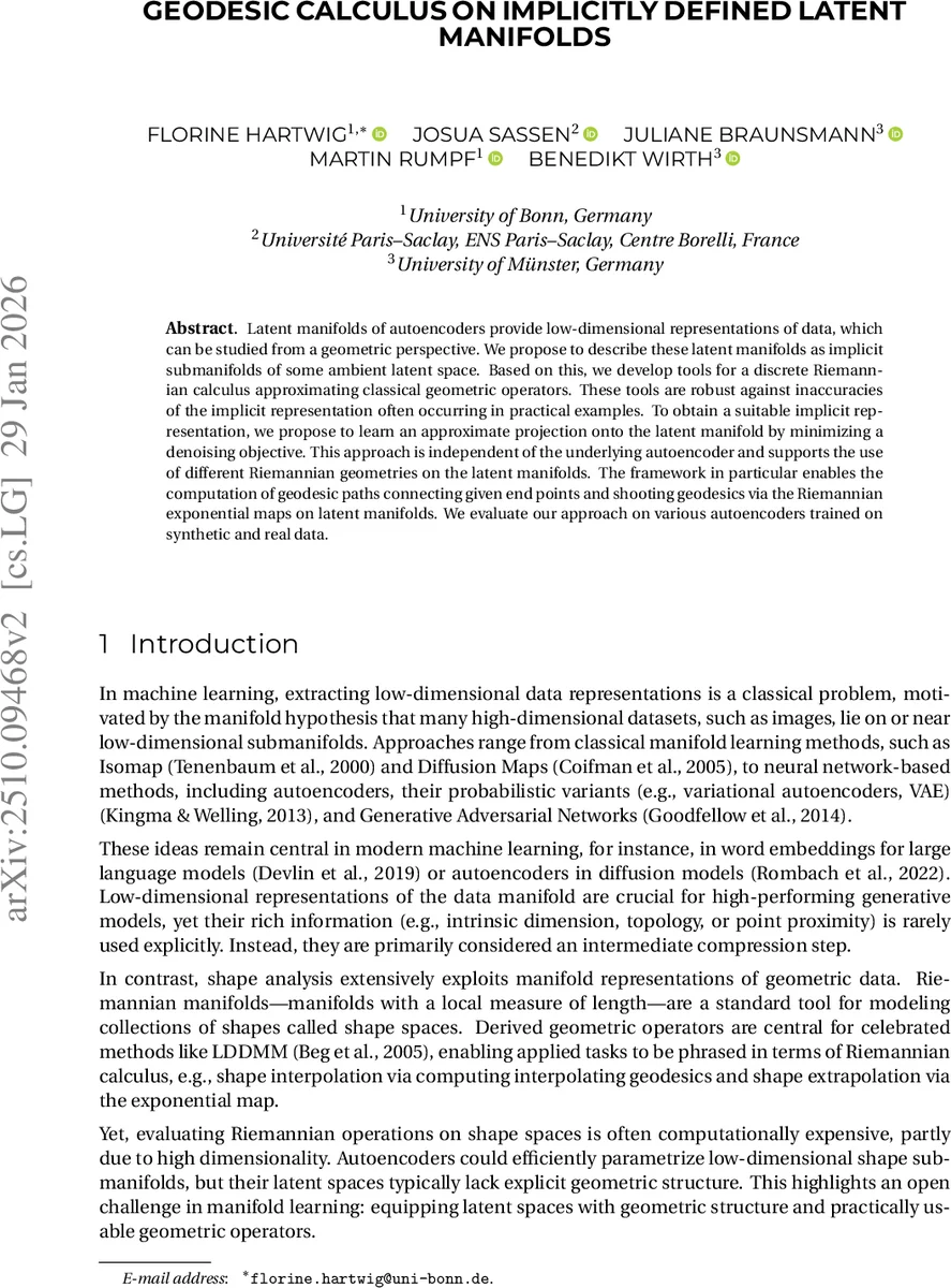 잠재공간에서 암시적 매니폴드의 지오데식 계산