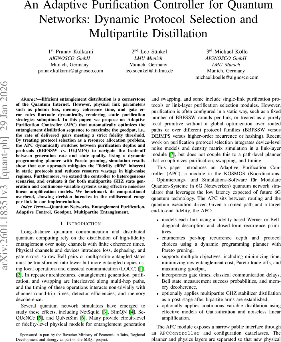 동적 양자 네트워크를 위한 적응형 정제 컨트롤러
