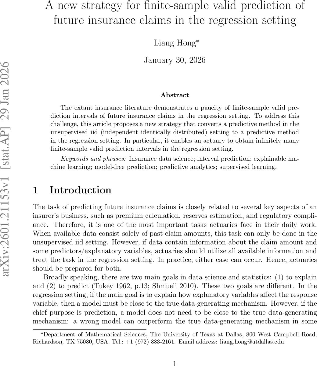 보험 청구 예측을 위한 새로운 유한표본 유효 구간 전략