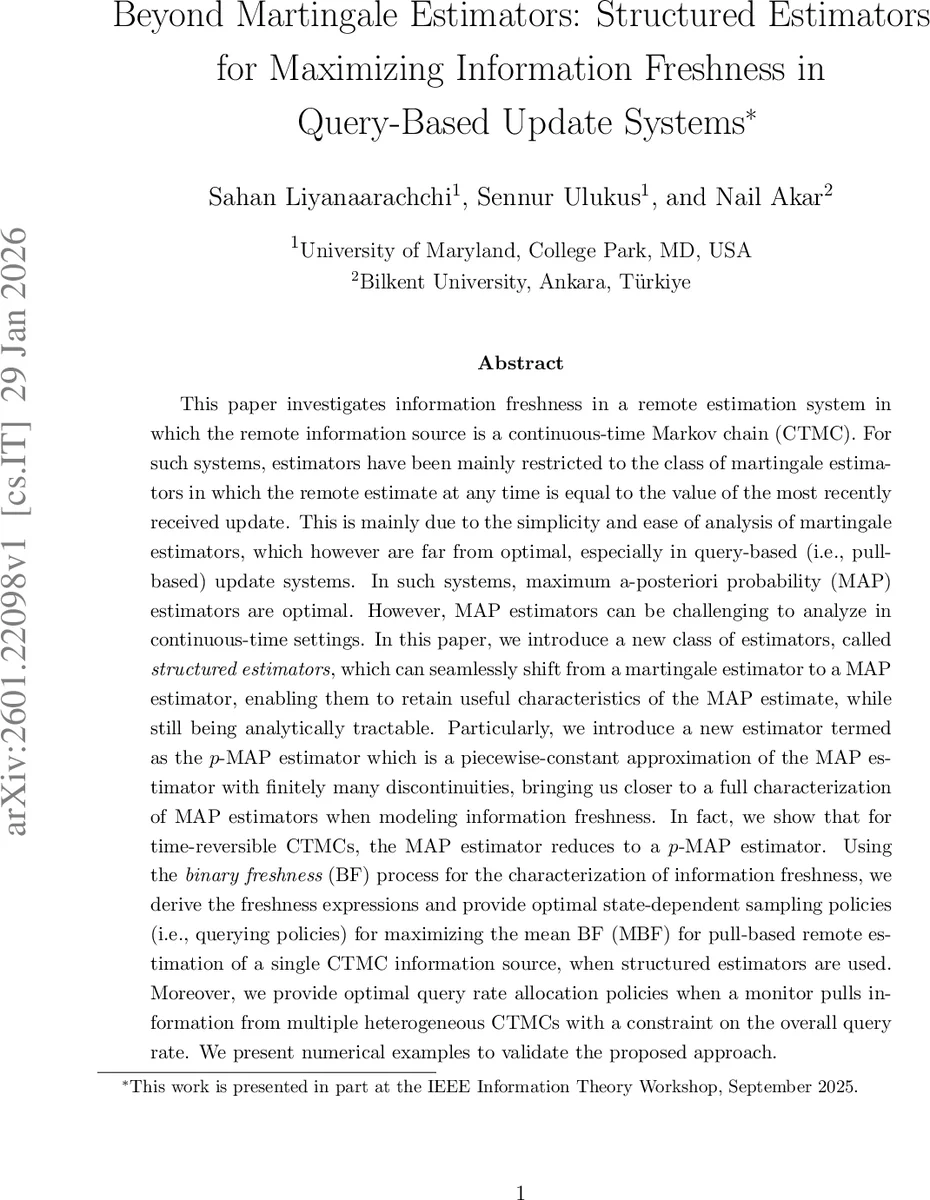정보 신선도 최적화를 위한 구조화 추정기와 p‑MAP 접근법