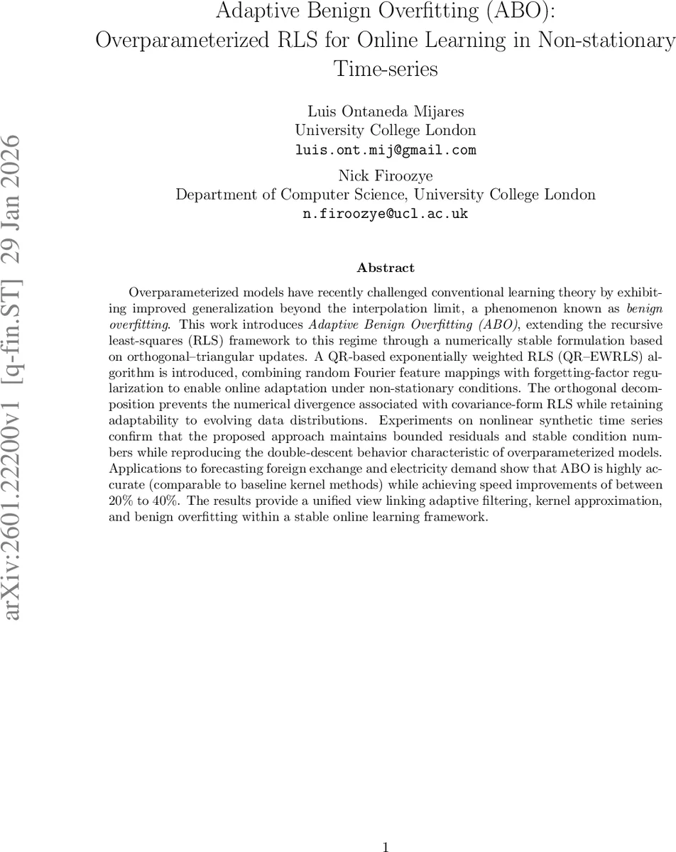 적응형 과잉적합을 활용한 온라인 시계열 예측