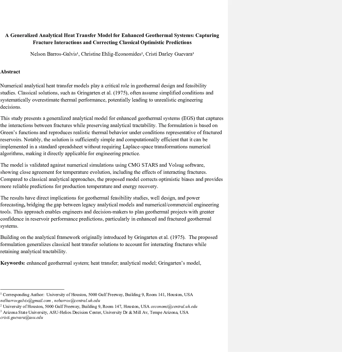 열전달 최적화와 균열 상호작용을 반영한 향상형 지열 시스템 분석 모델