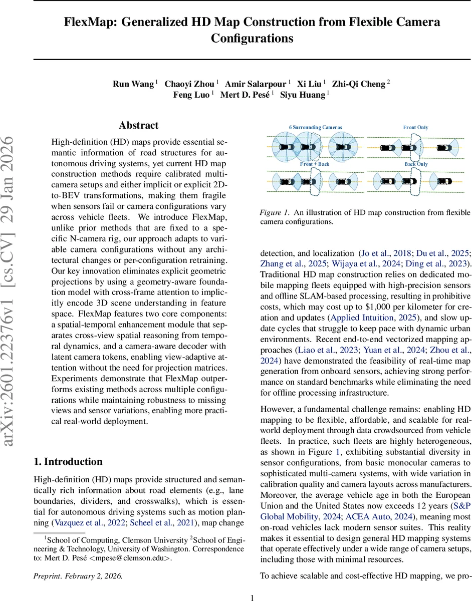 유연한 카메라 구성을 위한 차세대 HD 맵 구축 FlexMap