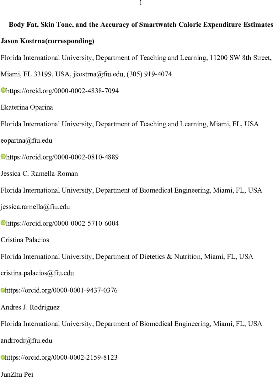 스마트워치 칼로리 추정 정확도와 체지방·피부톤의 영향